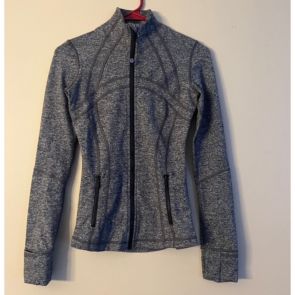 Lululemon Define Jacket Heathered Black Full‎ Zip Thumbholes Size 2